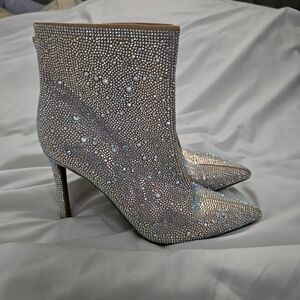 INC International Concepts Glittering Silver Heeled Boots
